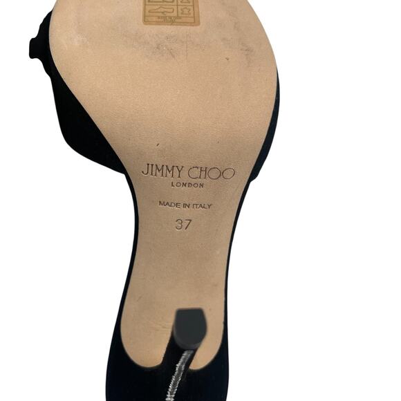 Jimmy Choo Saeda 100 Crystal Embellished Suede Pointed Toe Pumps Black 37 / 7 - Picture 9 of 12